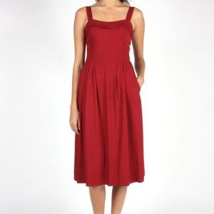 Deep red midi dress
